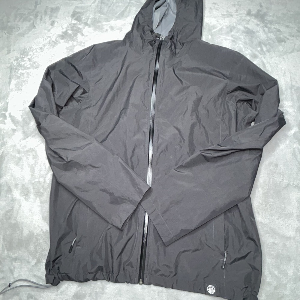 REI Co-op Black Hooded Waterproof Rain Shell Jacket Full Zip Mens L